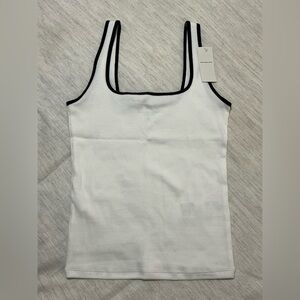 NWT Abercrombie & Fitch Essentials White Ribbed Square Neck Tank Top